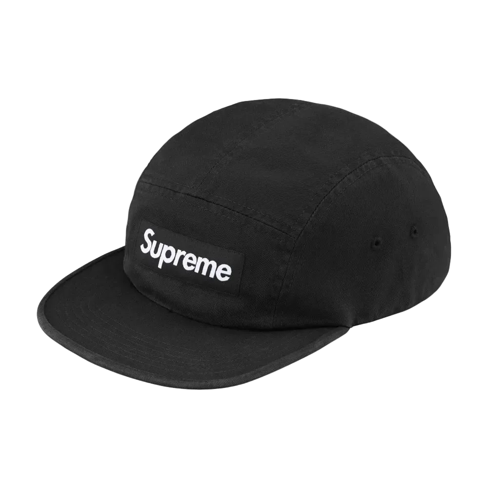 Boné Supreme Washed Chino Twill Camp Preto FW26-W1