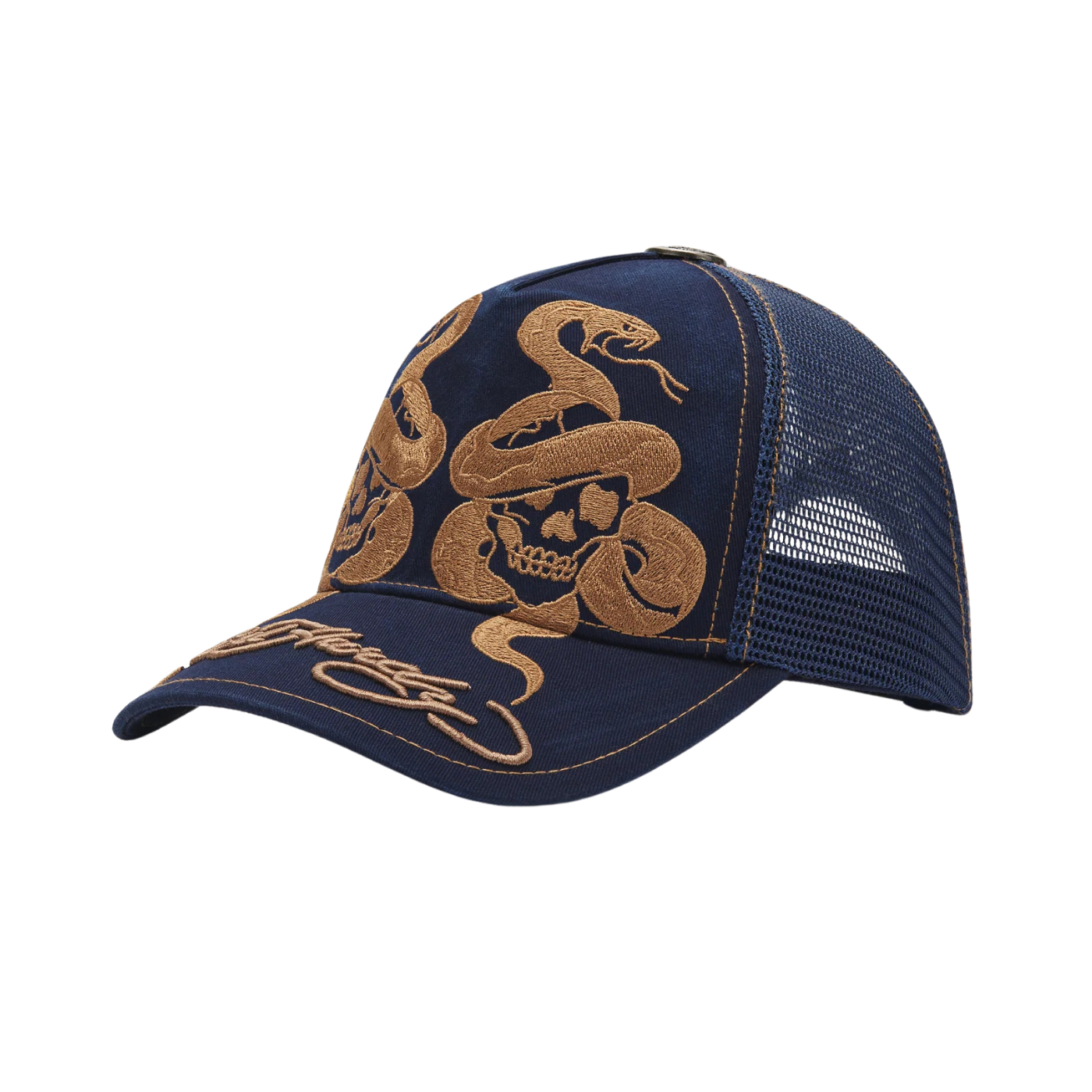 Boné Ed Hardy Skull And Snakes 6 Panel Trucker Azul