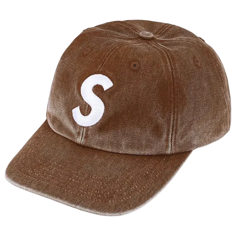 Boné Supreme Pigment Coated Canvas S Logo Marrom