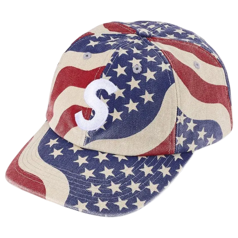 Boné Supreme Pigment Coated Canvas S Logo Flag