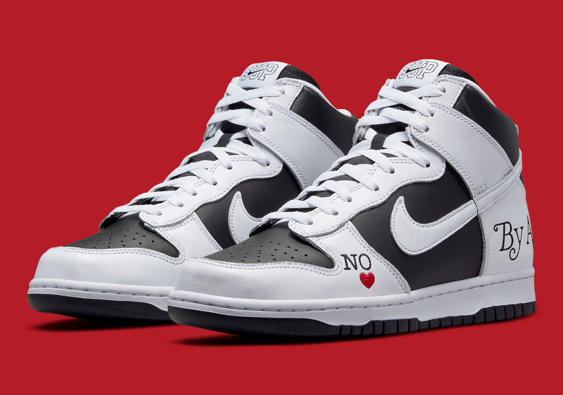 Imagens oficiais do Supreme x Nike SB Dunk High "By Any Means"
