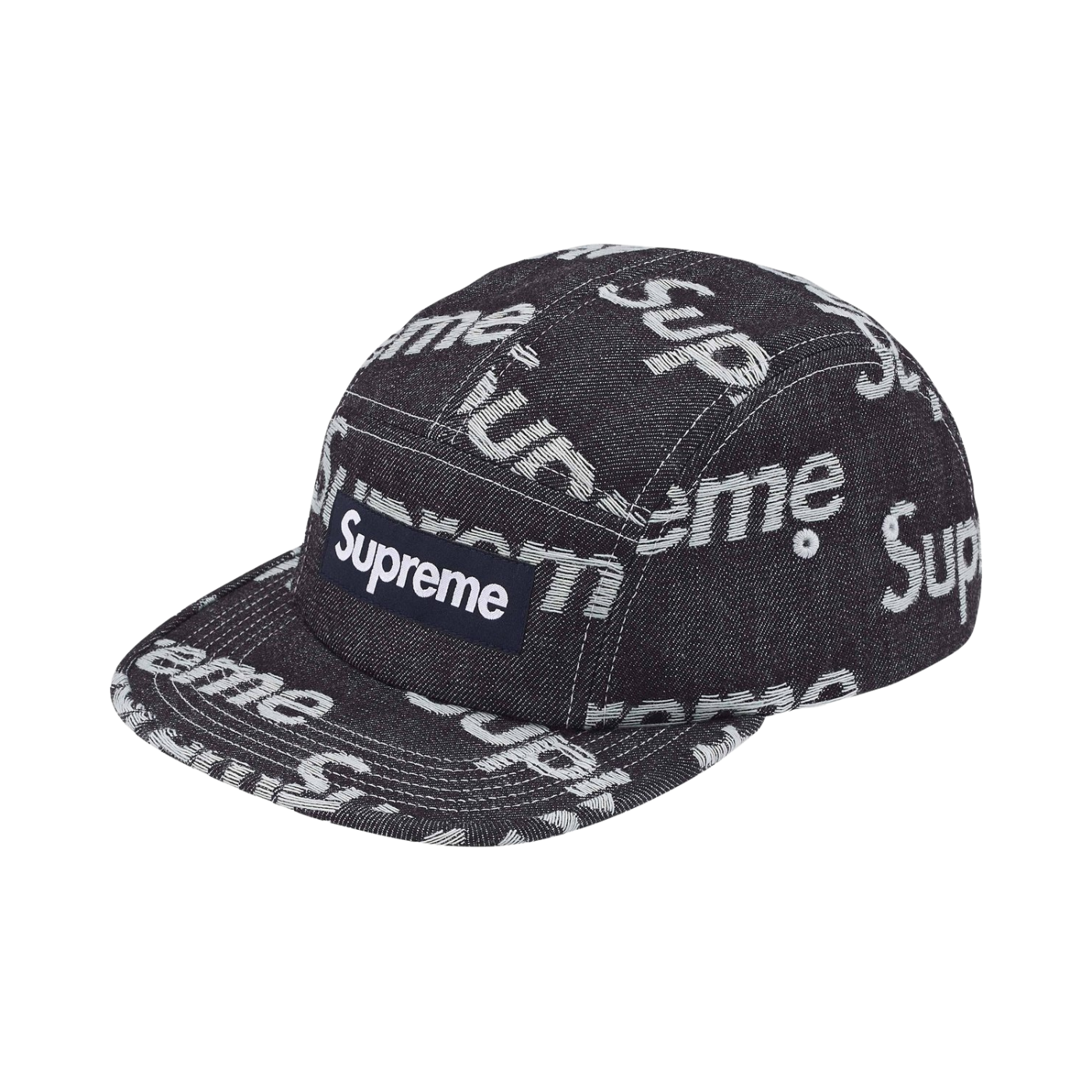 Boné Supreme Jacquard Logos Denim Indigo