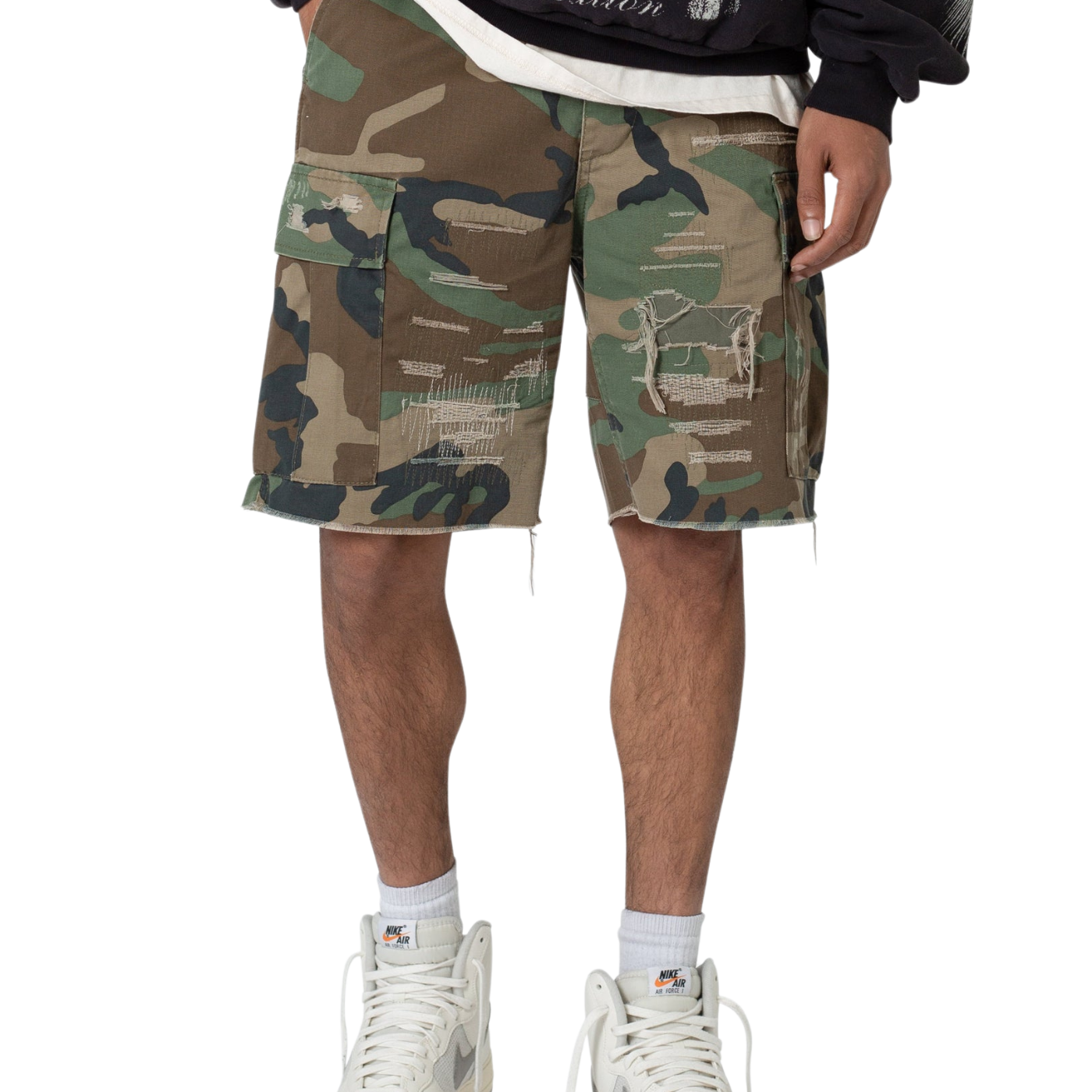 Shorts MNML Distressed Cargo Camo