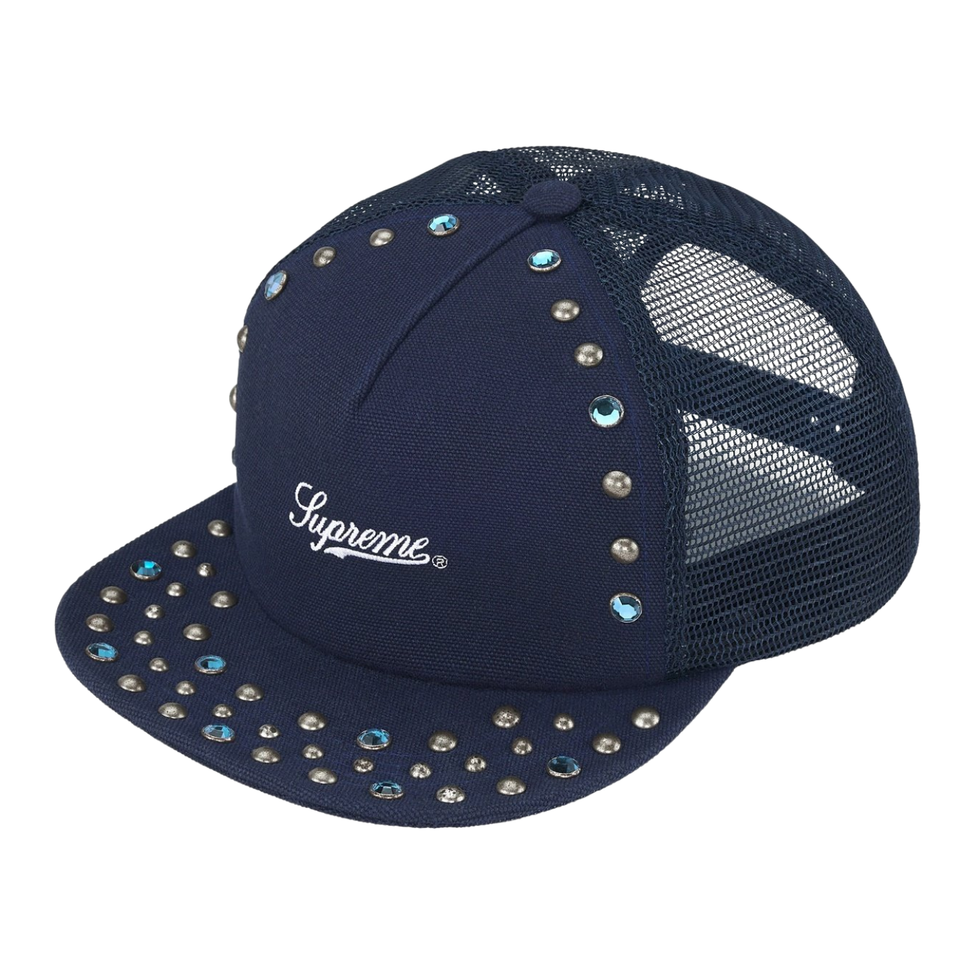 Boné Supreme x B.B Simon Studded Mesh Back 5-Panel Azul
