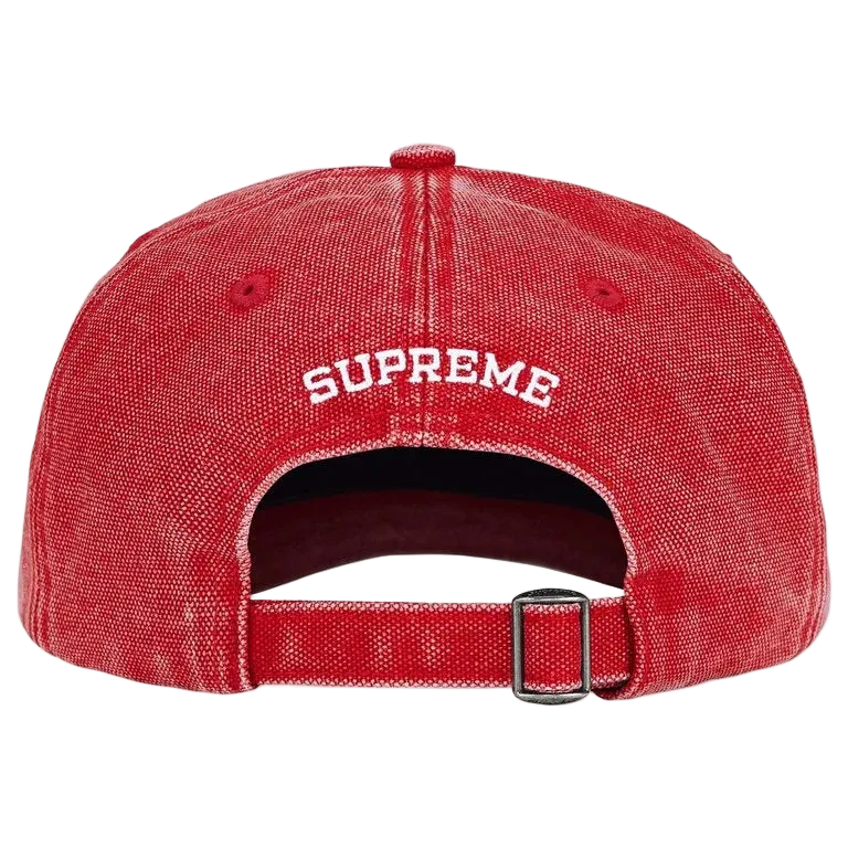 Boné Supreme Pigment Coated Canvas S Logo Vermelho
