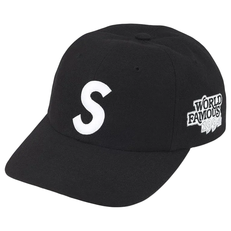 Boné Supreme World Famous S Logo Preto