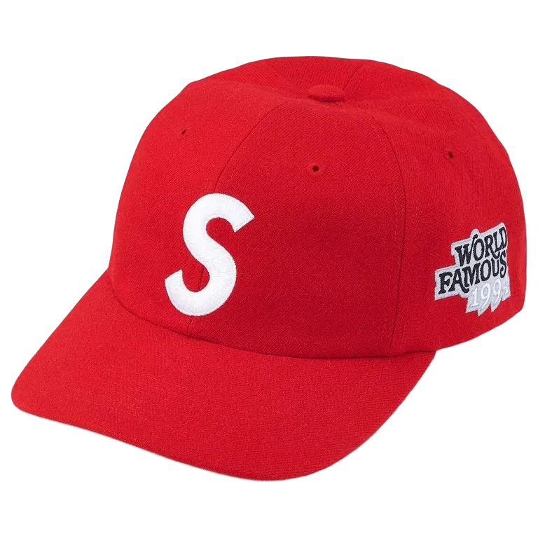 Boné Supreme World Famous S Logo Vermelho